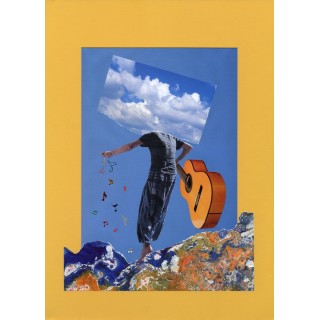 Kolaż analogowy „Chłopak z gitarą” - wydruk