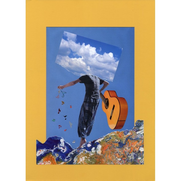 Kolaż analogowy „Chłopak z gitarą” - wydruk